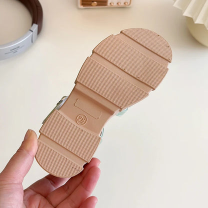 Girls Sandals 3-18 Years Old Beige Open-toe Woven Kids Beach Shoes Summer New Green Fashion Hundred Children's Sandals Shoes