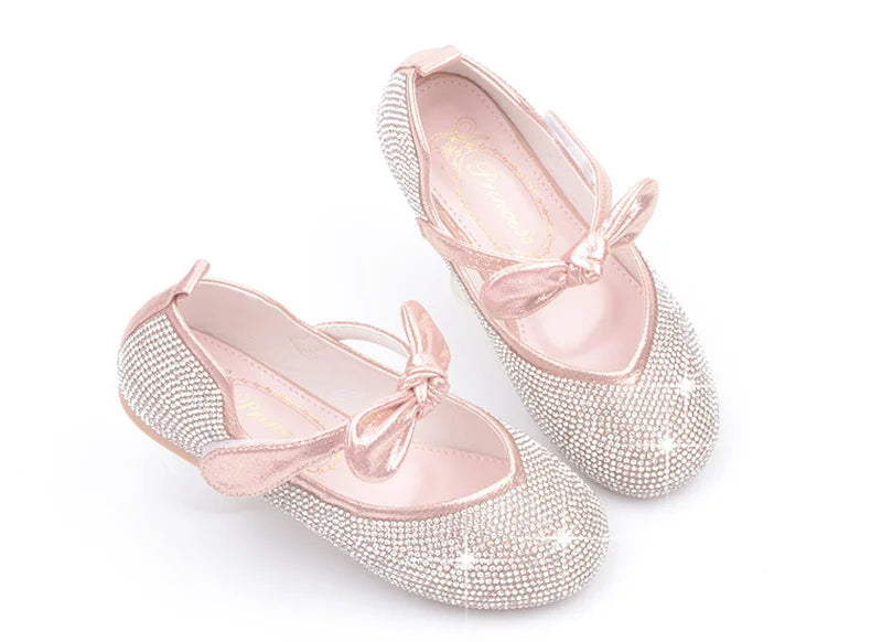Girls Wedding Shoes Glitter New Brand Flat Heels Children Princess Sandals Dance Kids Fashion Party Shoes with Pearl