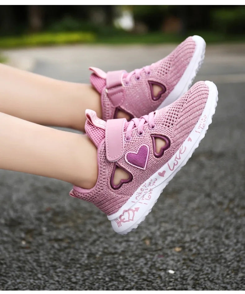 Girls Casual Shoes Children Light Mesh Sneakers Kids Summer Autumn Tenis Cute Sport Cartoon Running Sock Footwear Female