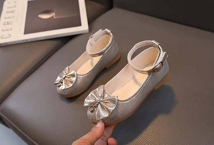 Girls Summer Versatile Rhinestone Fine Glitter Shoes Children Korean Version Bow Princess Sandals Girl Fashion Show Casual Shoes
