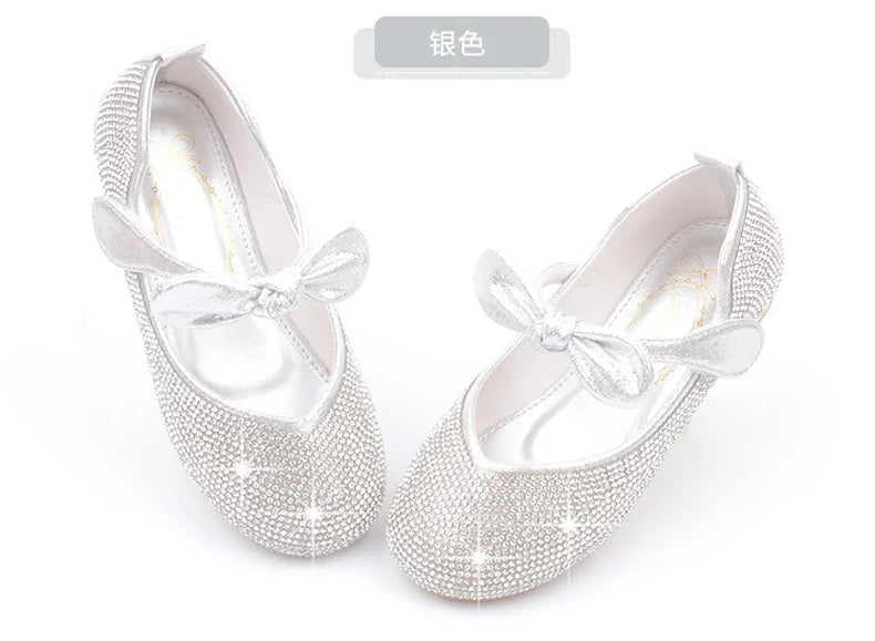 Girls Wedding Shoes Glitter New Brand Flat Heels Children Princess Sandals Dance Kids Fashion Party Shoes with Pearl