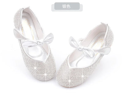 Girls Wedding Shoes Glitter New Brand Flat Heels Children Princess Sandals Dance Kids Fashion Party Shoes with Pearl
