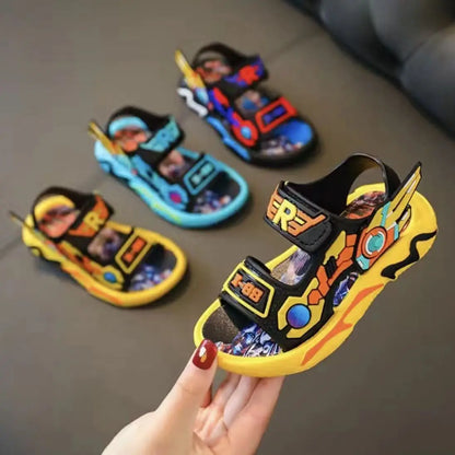 Upgraded Boys Sandals Soft Sole Anti Slip Sandal Cartoon Outwear Small and Medium Sized Children Beach Sandals