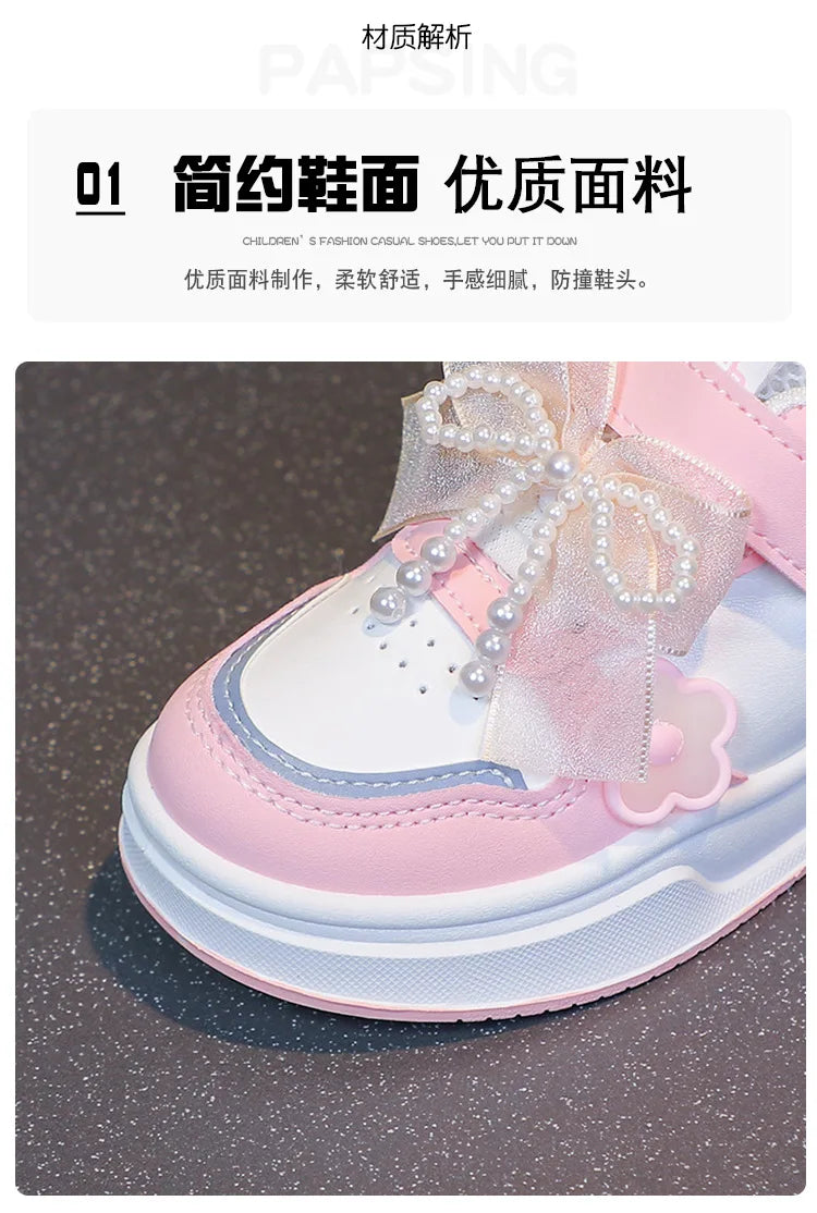 Girls Athletic Shoes Lightweight Princess Casual Sneakers Non Slip Soft Sole Toddler Kids School Tennis Fashion Shoes for Girls