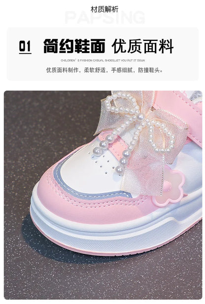 Girls Athletic Shoes Lightweight Princess Casual Sneakers Non Slip Soft Sole Toddler Kids School Tennis Fashion Shoes for Girls