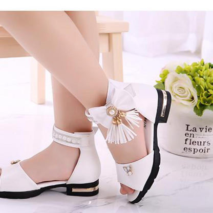 Kids Bow Sandals Children Girls Summer Cute Sandals Beach Sandals Princess Fashion High Heels Tassel School Shoes