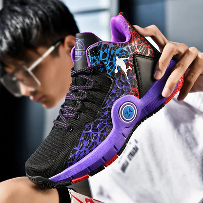 Hot Sale Cheap High Basketball Sneakers Men Women Fashion Printed Basketball Trainers Baskets Outdoor Platform Sport Shoes Boys