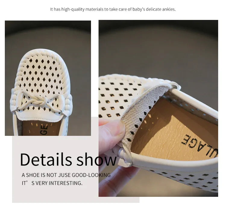 Kids Fashion Casual Shoes Slip-on Flats Boys Moccasins  Solid Color 2025 New Hot Soft Breathable Simple Hollow Children Loafers