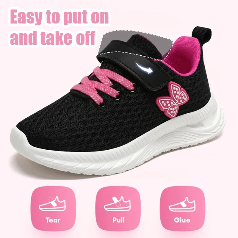 Girls' Breathable Mesh Sneakers with Bowknot Anti - Slip Casual Running Shoes for Kids Summer Sale Children's Sports Shoes