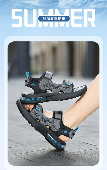 Summer New Children's Sports Sandals Boys Open Toe Air Cushion Sandals Water Beach Shoes Youth Lightweight Comfortable Slippers