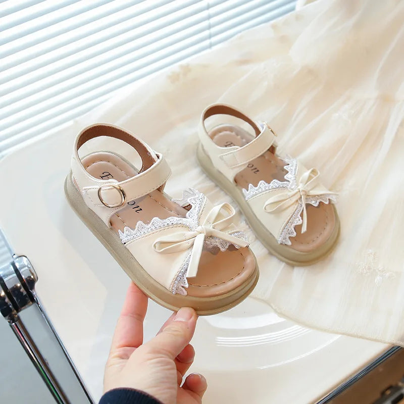 Girls Sandals Sweet Bow Toddler Kids Princess Beach Shoes Soft Sole Summer New Children Casual Shoes Breathable Non-slip
