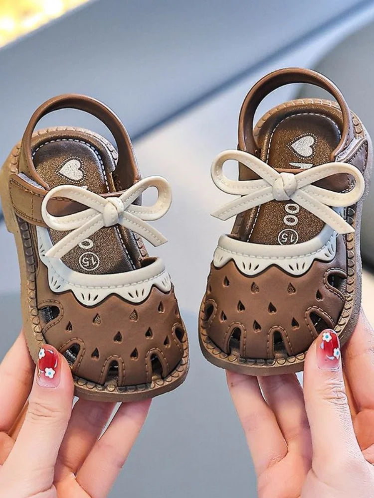 Baby sandals girls princess step shoes summer new baby shoes toe wrap kids cute