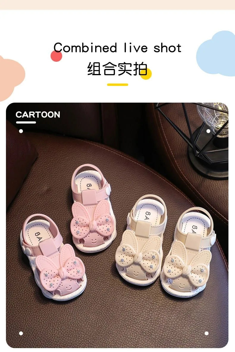 Infant Girls Sandals Summer Baby Shoes Can Make Sounds Cute Bow Princesses Kid Toddler Children Soft First Walkers