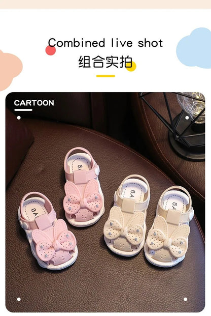 Infant Girls Sandals Summer Baby Shoes Can Make Sounds Cute Bow Princesses Kid Toddler Children Soft First Walkers