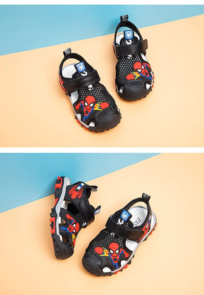 New Summer Kids Boys Sandals Closed Toe Cartoon Spiderman Shoes Orthopedic Sport Pu Leather Soft Baby Girls Beach Shoes Children