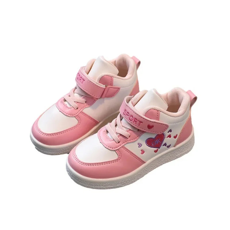 Children's Sports Shoes Spring and Autumn New Cute Girls' Sneakers Versatile Soft Breatheable Hook & Loop Fashion Kids Shoe