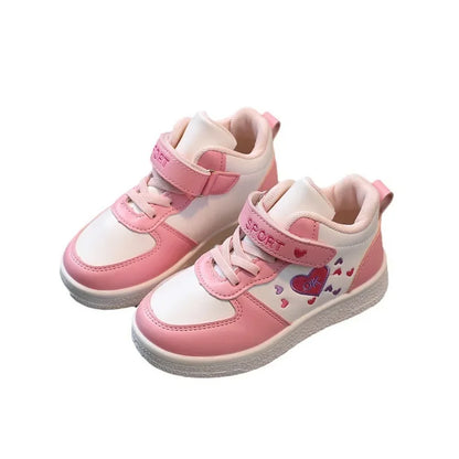 Children's Sports Shoes Spring and Autumn New Cute Girls' Sneakers Versatile Soft Breatheable Hook & Loop Fashion Kids Shoe