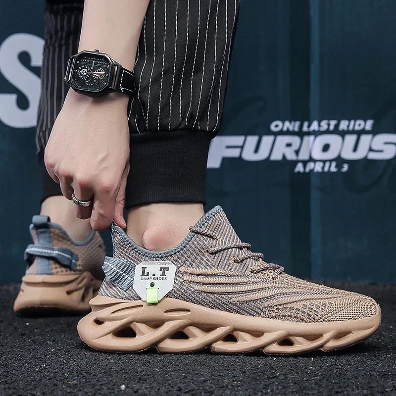 Men Sports Running Black Jogging Shoes Casual Sneakers Outdoor Breathable Mesh Women Light Shock-absorption Black Tennis