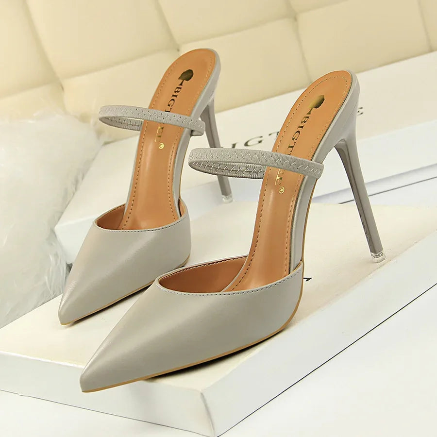 Women Shoes Pumps Pointed Toe Pointed Hollow Word Band 10.5CM Thin High Heels Boat Wedding Dress Office Party Shoes