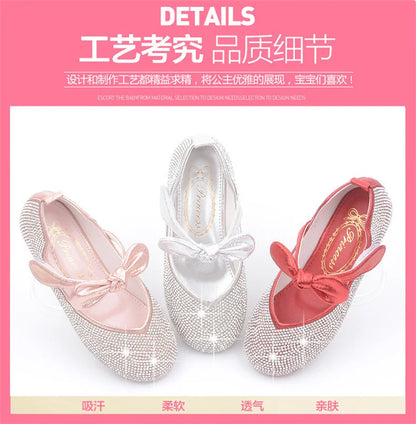 Girls Wedding Shoes Glitter New Brand Flat Heels Children Princess Sandals Dance Kids Fashion Party Shoes with Pearl
