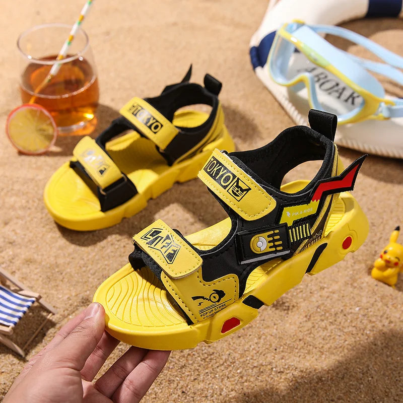 Boys Sandals 1-12 Year Old Soft Sole Anti Slip Sandals Cartoon Outwear Small and Medium Sized Children Beach Sandals
