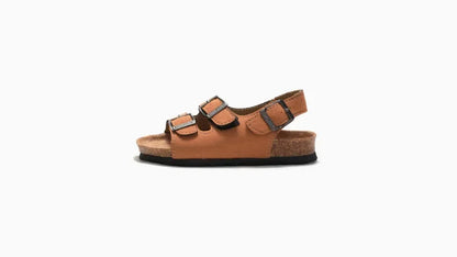 Boys Summer Soft Soled Cork Sandals Children One Line Herringbone Slippers Girl Beach Breathable Double Ring Buckle Casual Shoes
