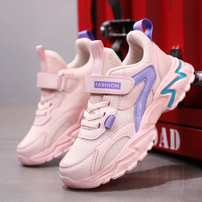Girl's Fashion Sneakers Lovely Girls Sneaker Outdoor Breathable Mesh Flat Sport Shoes Kids Casual School Walking Shoe Antislip