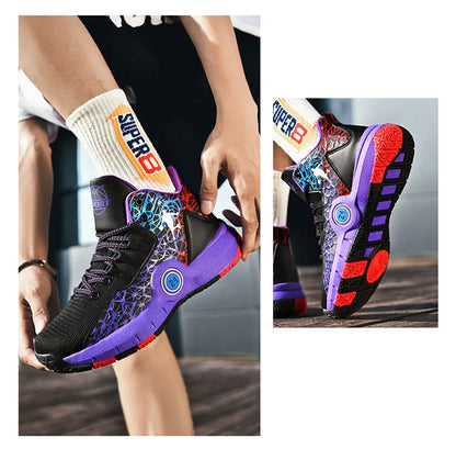 Hot Sale Cheap High Basketball Sneakers Men Women Fashion Printed Basketball Trainers Baskets Outdoor Platform Sport Shoes Boys