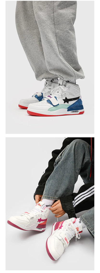 Mens Casual Sneakers High-tops Sneakers Trendy Boys Basketball Sports Tennis Shoes Outdoor Off-road Shoes Couple Sneakers