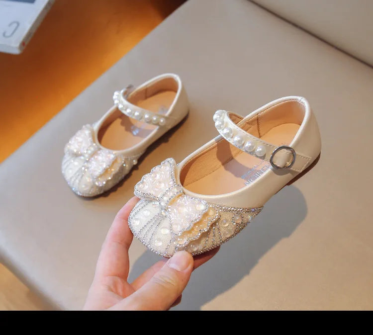 Princess Shoes for Girls Party Wedding Luxurious Glitter 23-34 Kids Single Shoe Summer Spring Autumn Fashion Girl's Flats