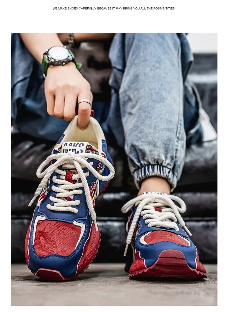New Men's Sneakers Fashion Skateboard Shoes Outdoor Casual Running Shoes for Men Lace-up Platform Tenis Shoes Zapatillas Hombre