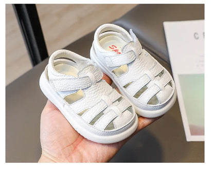 Baby Boys Sandals Girls Casual Shoes Summer Infant Toddler Shoes Anti-Slippery Genuine Leather Sport Beach Sandals for Kids