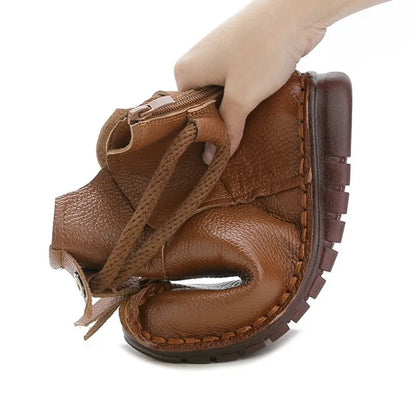 Women's Boots Autumn and Winter New Flat Soft Soled Short Boots National Style Vintage Womens Shoes Warm and Cotton Shoes