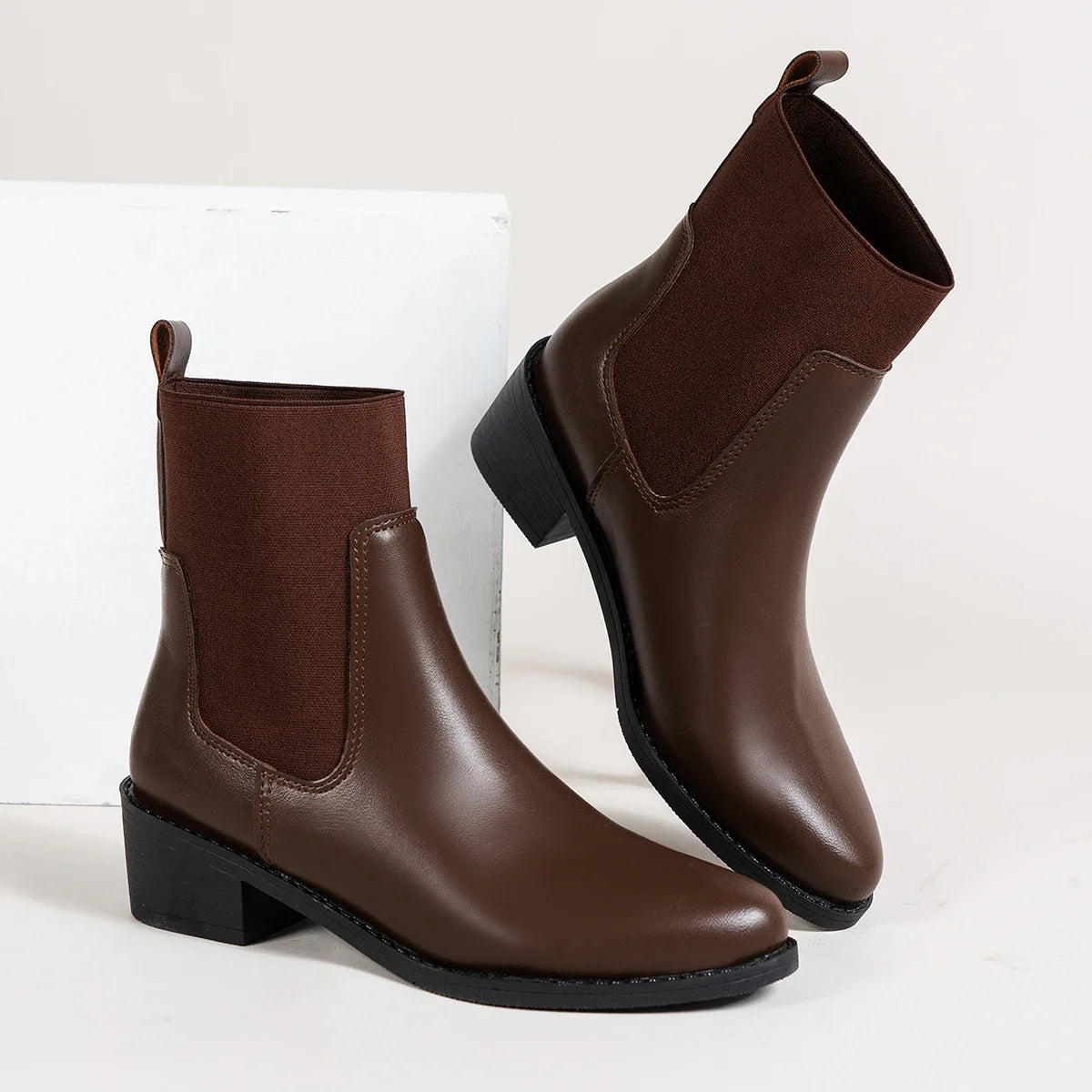 Fashion Boots Women's Short Boots New Style Thick Heel Chelsea Boots Women's Versatile Elastic Thin Boots Comfortable