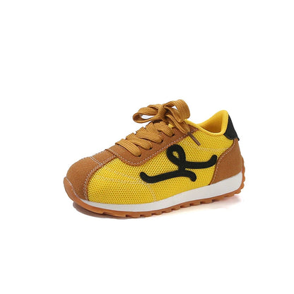 Children's Sneakers 3-18 Years Old Four Seasons Yellow Breathable Boys Girls Casual Shoes Gray Soft Non-slip Kids Running Shoes