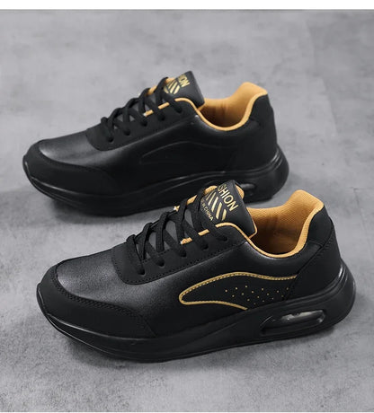 New Women's Fashionable Sneakers Leather Women's Casual Shoes Lace Up Flat Shoes Ladies Lightweight Fitness Walking Shoes