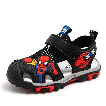 New Summer Kids Boys Sandals Closed Toe Cartoon Spiderman Shoes Orthopedic Sport Pu Leather Soft Baby Girls Beach Shoes Children