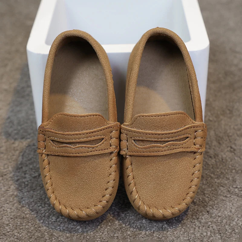Boys Moccasins Shoes Fashion Solid Color Kids School Causal Shoes Breathable Non-slip Children Slip-on Flats Loafers Size 21-30