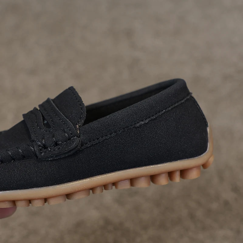 Boys Moccasins Shoes Fashion Solid Color Kids School Causal Shoes Breathable Non-slip Children Slip-on Flats Loafers Size 21-30