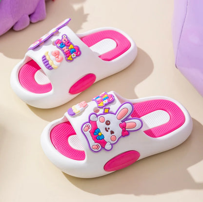 Cute Bunny Children's Home Slippers Girls' Summer Footwear Beach Sandals For Kids Thick Sole Soft Non-slip Home Bathroom Shoes