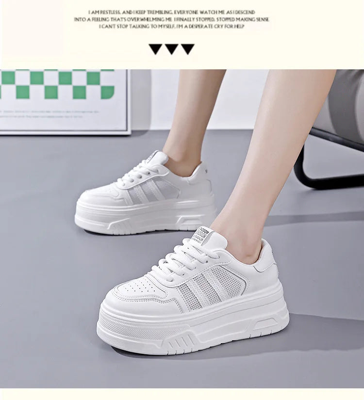 White Sneakers for Women Versatile Thick-Soled Height-Increasing Summer Height-Increasing Sports Casual Board Shoes