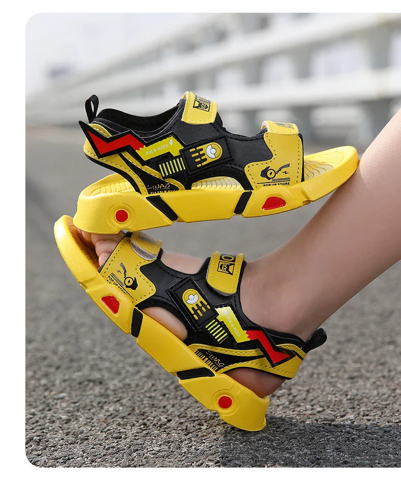 Boys Sandals 1-12 Year Old Soft Sole Anti Slip Sandals Cartoon Outwear Small and Medium Sized Children Beach Sandals