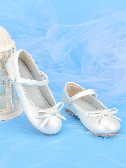 Girl's white princess shoes, suitable for children's performance dress with formal dress shoes, party flower girl wedding shoes