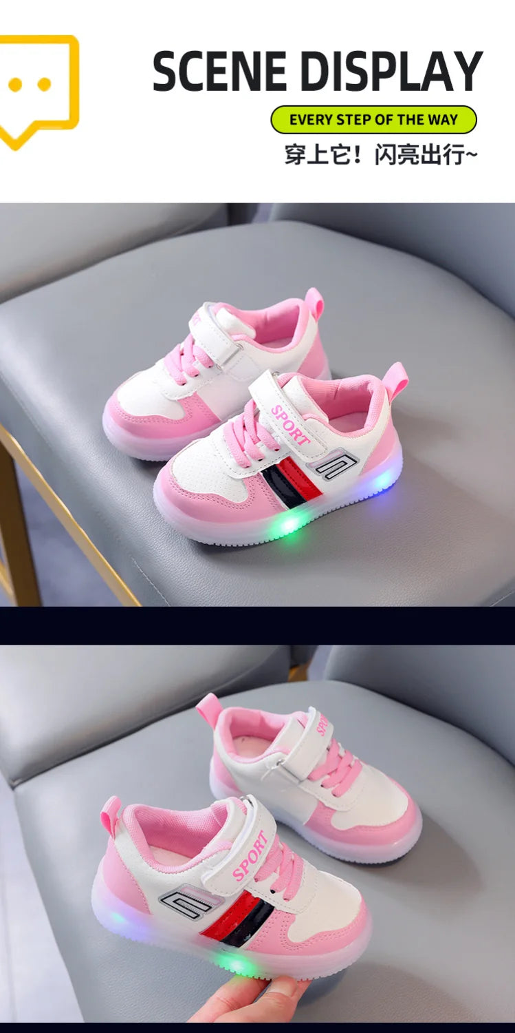 Boys Sneakers Sensor Lights Luminous Board Shoes Lightweight Skateboard Sneaker Kids Toddler Shoe Girls Walking Sport Footwear