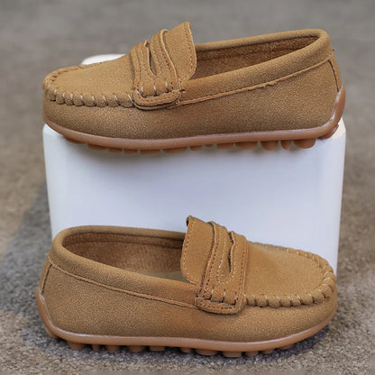 Boys Moccasins Shoes Fashion Solid Color Kids School Causal Shoes Breathable Non-slip Children Slip-on Flats Loafers Size 21-30