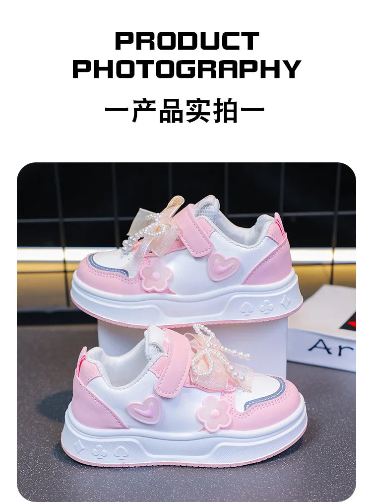 Girls Athletic Shoes Lightweight Princess Casual Sneakers Non Slip Soft Sole Toddler Kids School Tennis Fashion Shoes for Girls