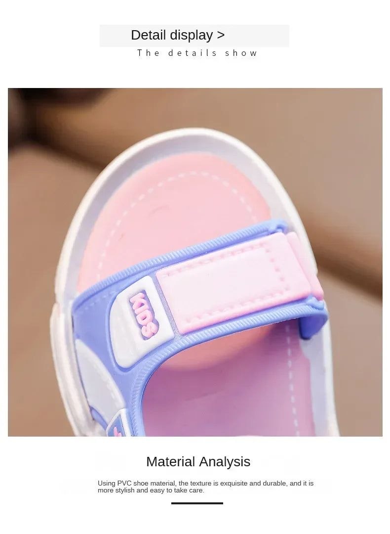 Children Sandals Summer Cartoon Soft Sole Anti Slip Boys Sandals Fashionable Girls Beach Shoes 4-10T Kid PVC Sandals
