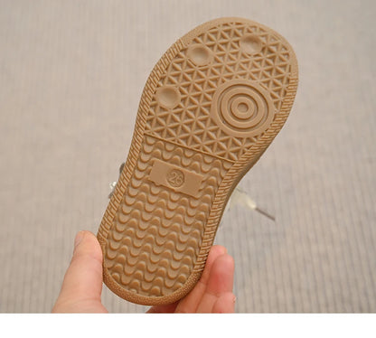Kids Skate Sneakers for Girls 2025 Autumn New Toddler Walking Shoes Cute Ornament Non-slip Retro Comfort School Sports Sneakers