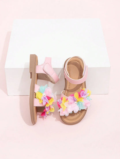 Cute Girls Sandals 2026 New Soft Hook & Loop Beige Kids Princess Shoes Casual Sandals Cute Children Shoes Non-slip