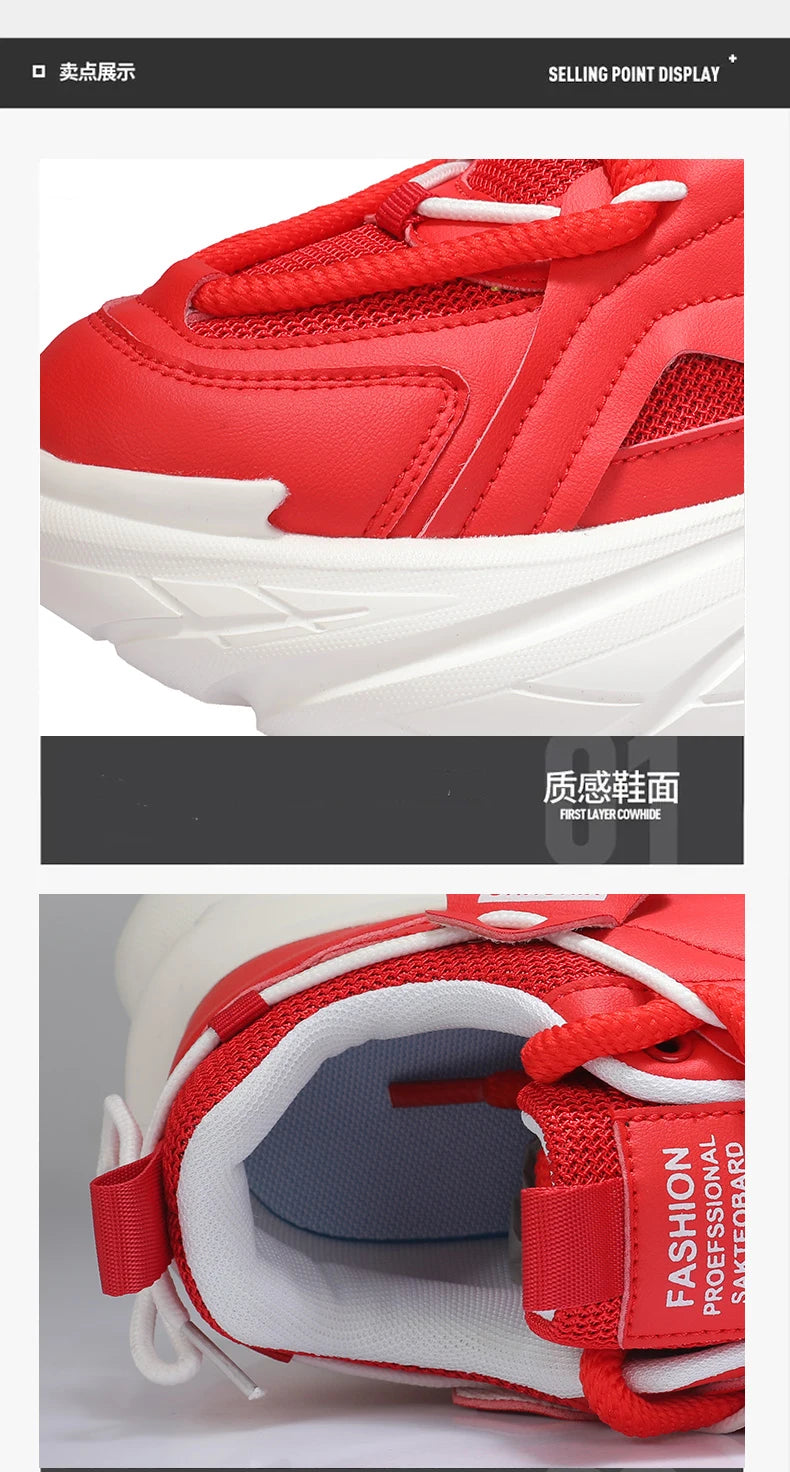 Men's Sneakers British Style Casual Platform Shoes For Men Sport Running Athletic Basketball Punk Red Sneakers Male 2025 Good